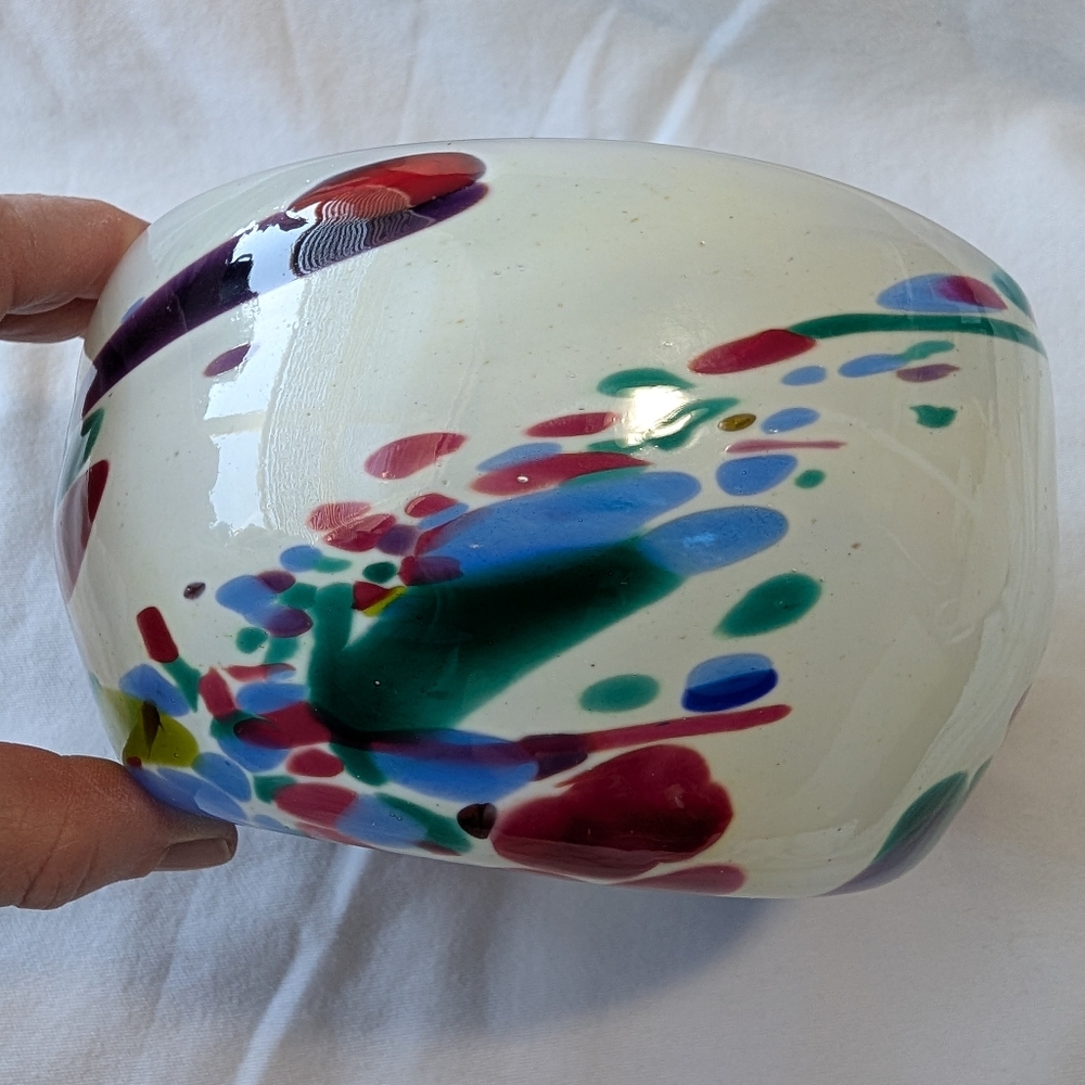 Blake Street Glass Studio Handmade Multicolor Art Glass Bowl Signed - Picture 11 of 14